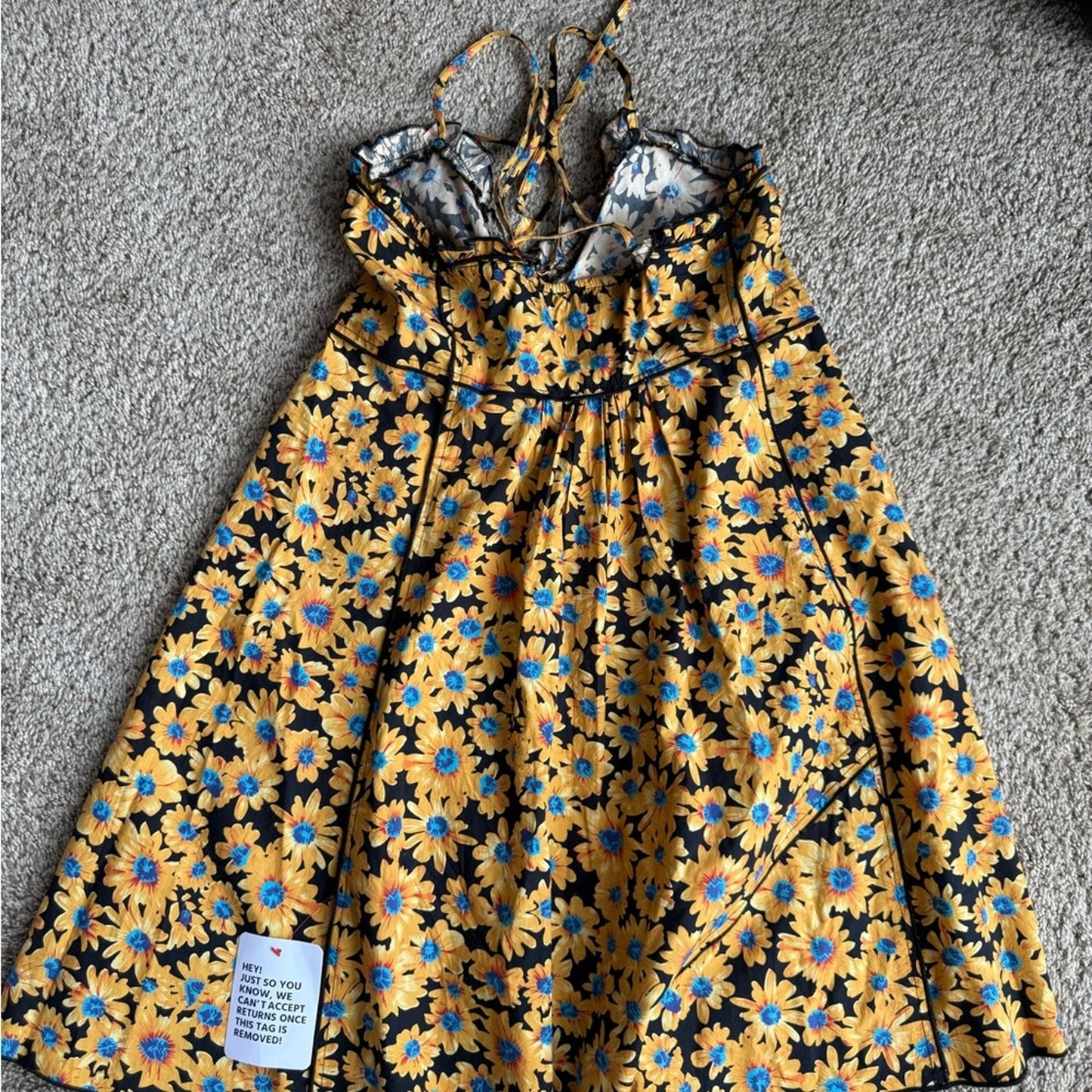 Floral Yellow and Blue Sundress by Top Shop - Size 4
