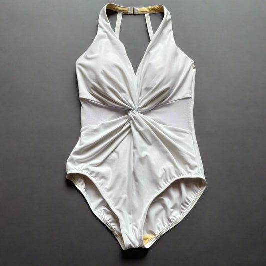 Miraclesuit Halter One Piece in White - Size 10 - *PI