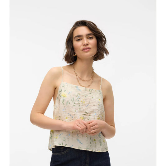 Vero Moda Josie Singlet Short Top - Cream Floral - XL - NWT