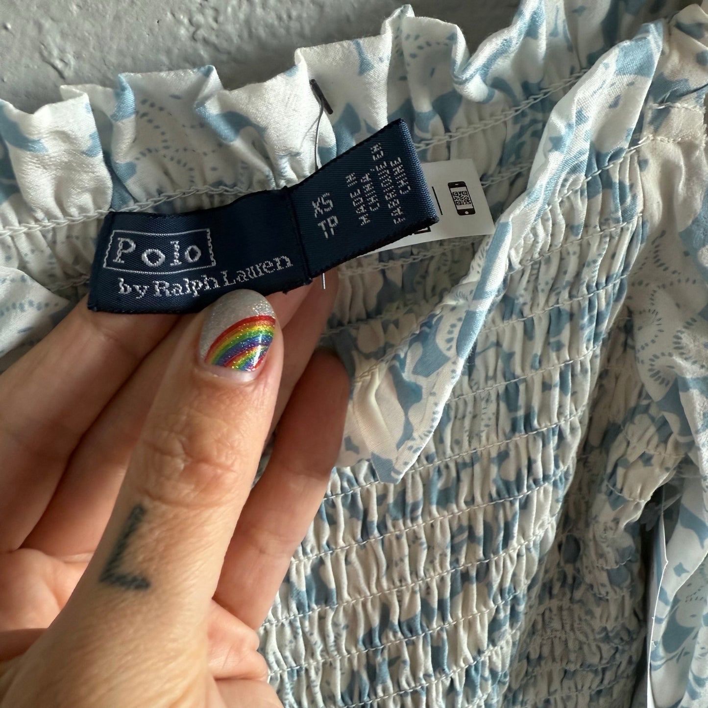Polo Ralph Lauren Smocked Crepe Top - XS