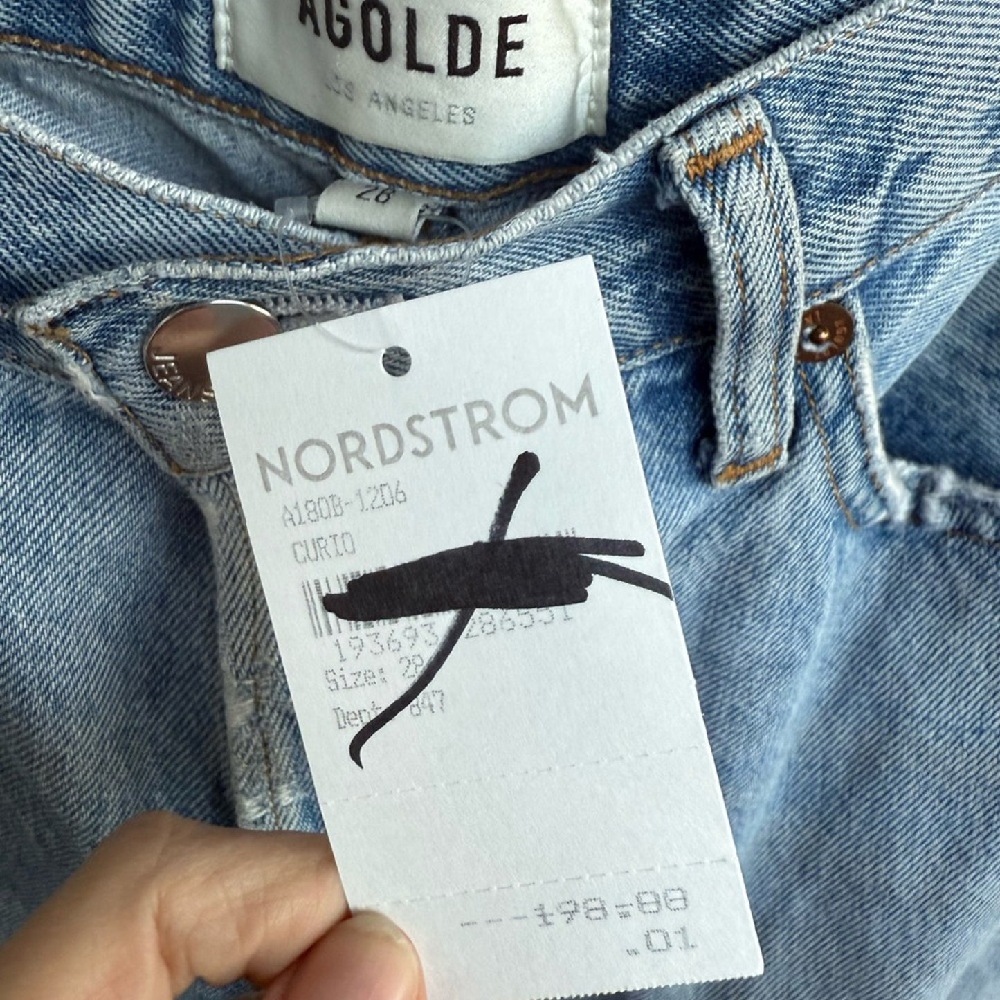 Agolde Blue Straight Leg Jeans Classic Style - Size 28