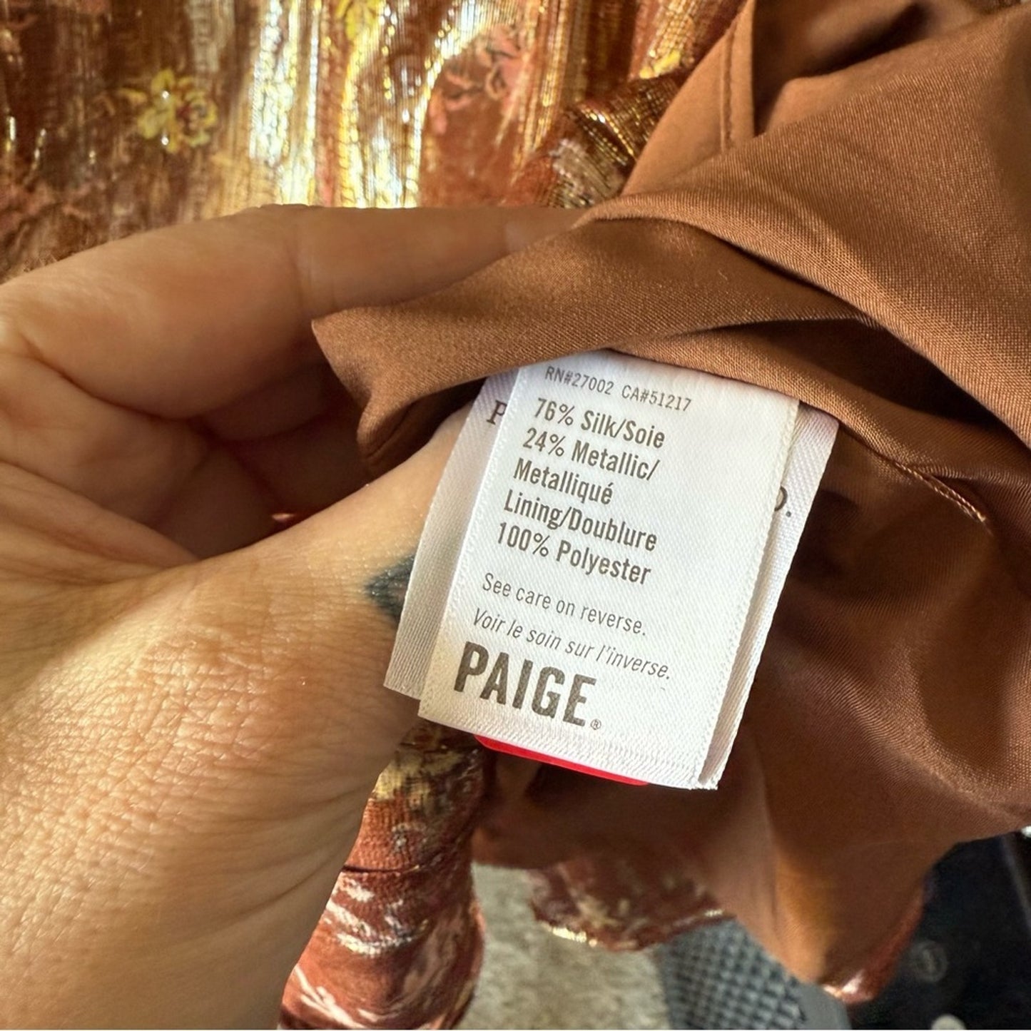 PAIGE Bronze Metallic Dress in Large - MSRP $349