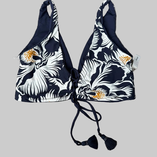 Navy and White Floral Bikini Top by Maaji - Size XL