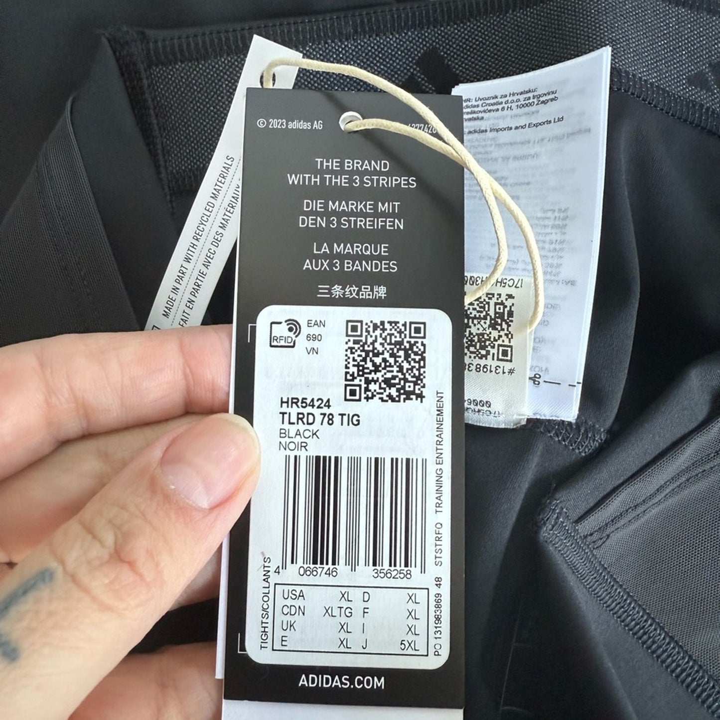 Adidas High-Rise Tight Fit Black Training and Workout Leggings - Size XL