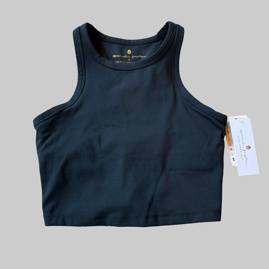 Spiritual Gangster Racer Back Crop Tank in Black - Size Smalll