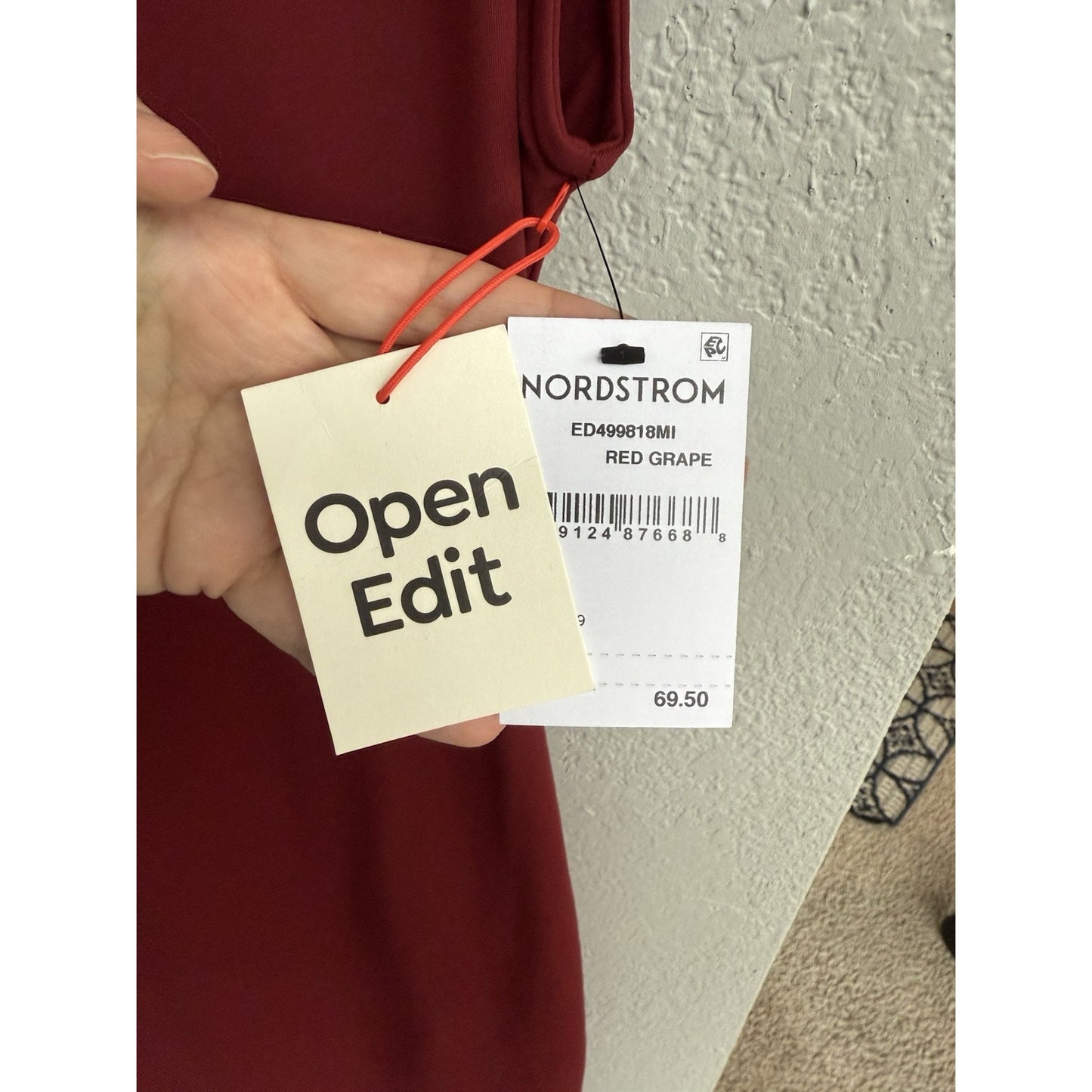 Open Edit Smooth Edit Funnel Neck Midi Dress Cap Sleeves in Red - L - New