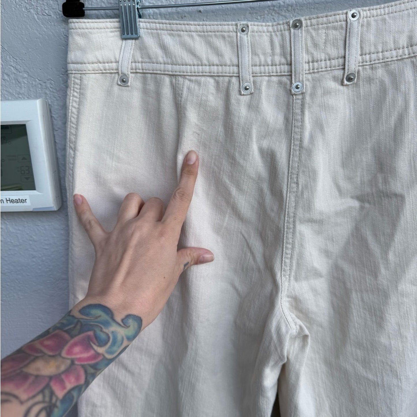 Topshop - Women's Cream Carpenter Pants - Size 6