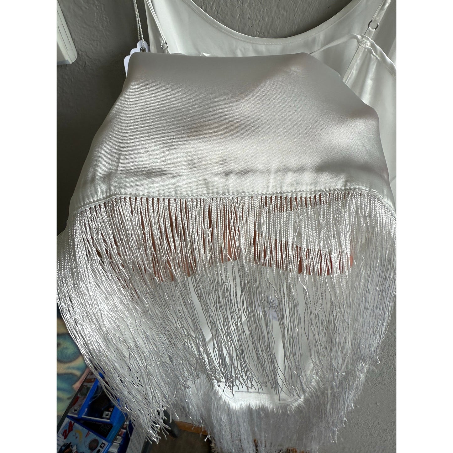 In Bloom By Jonquil Sleeveless Scoop Neck Fringe Satin Chemise Lingerie Size Medium