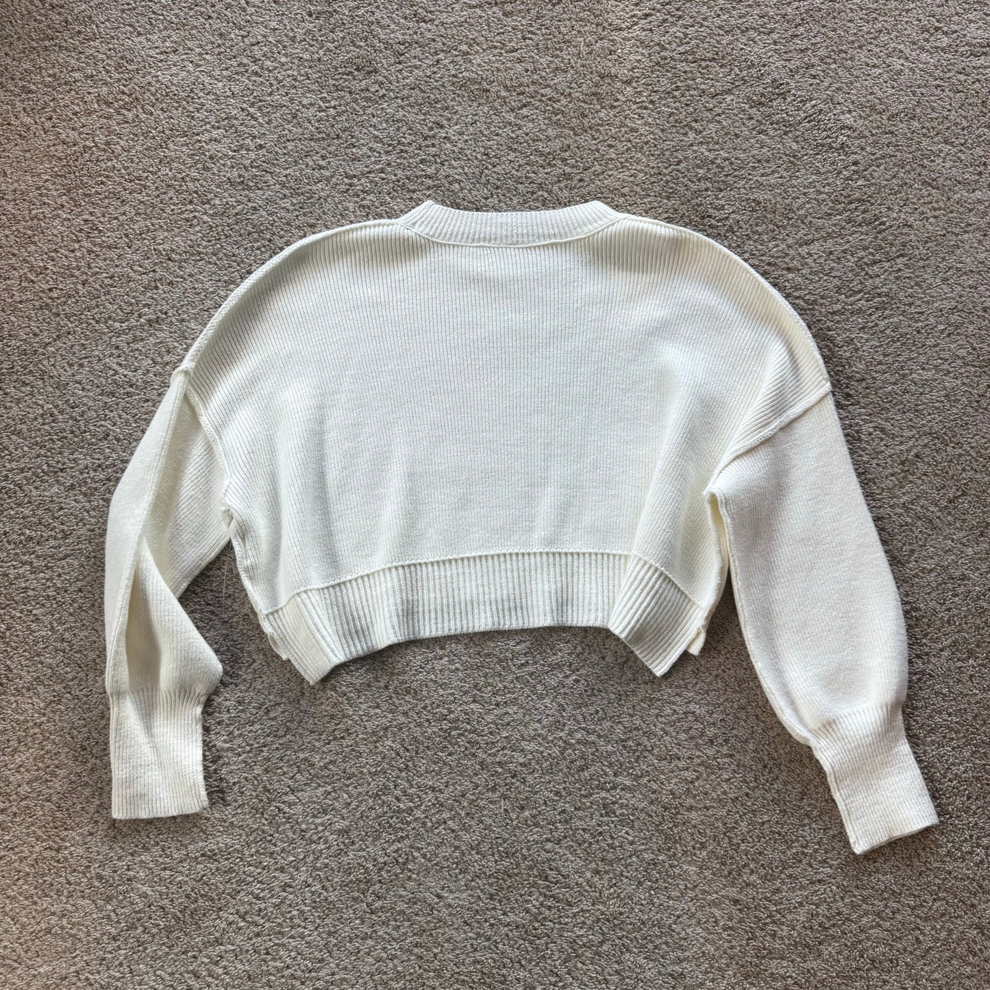 Free People Crop Sweater in Cream - Large