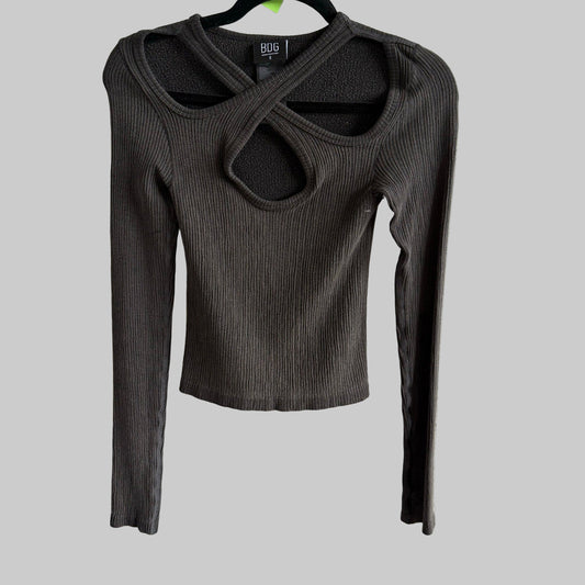 BDG Women's Cross Neck Rib Top - Size small