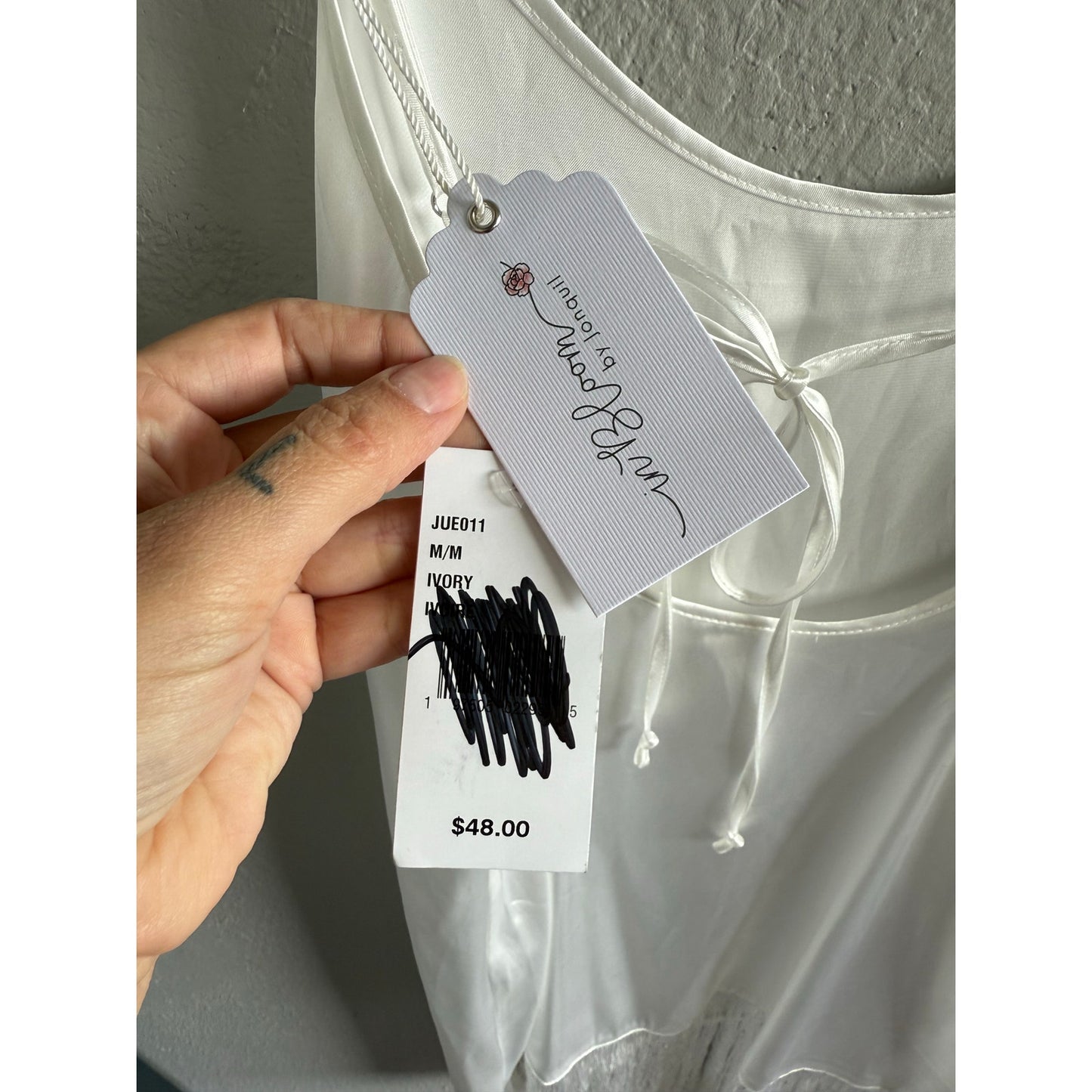 In Bloom By Jonquil Sleeveless Scoop Neck Fringe Satin Chemise Lingerie Size Medium