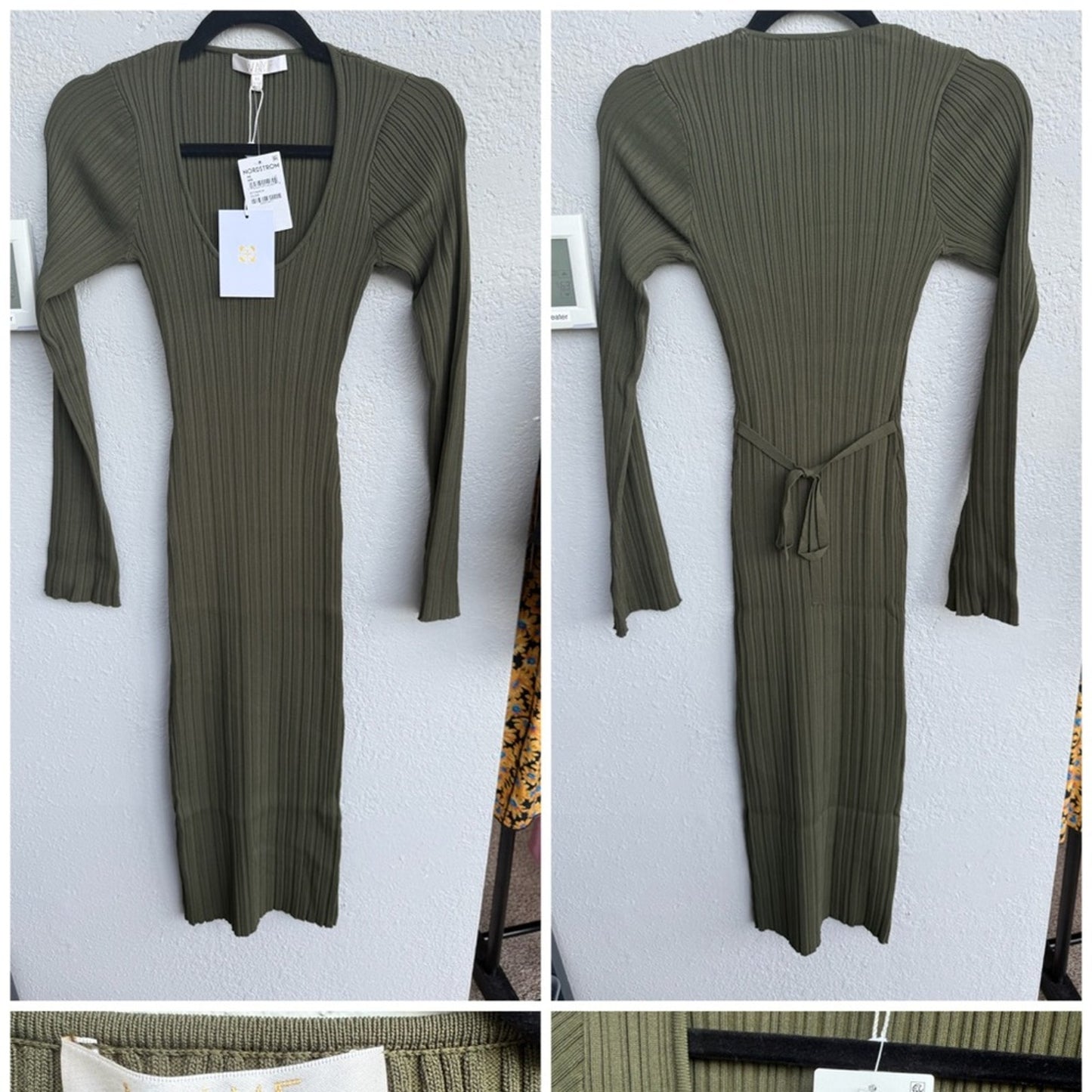 WAYF Ribbed Knit Dress Olive - XS