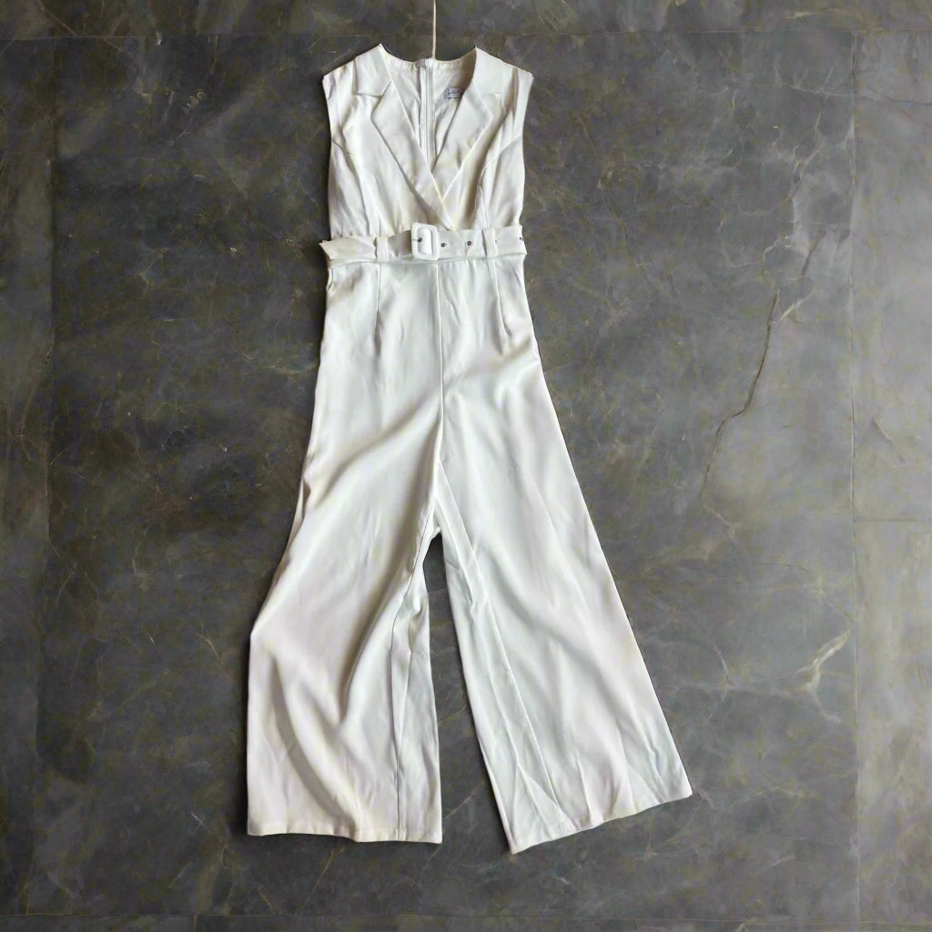 Petal & Pup Belted Jumpsuit in Cream - Size Large