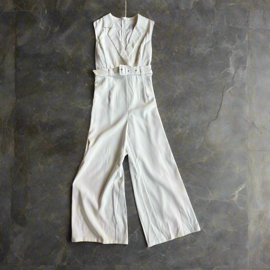 Petal & Pup Belted Jumpsuit in Cream - Size Large