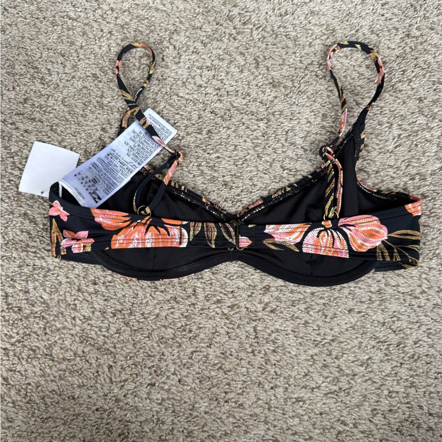 Billabong Floral Bikini Top with Pink and Orange Flowers Size Small