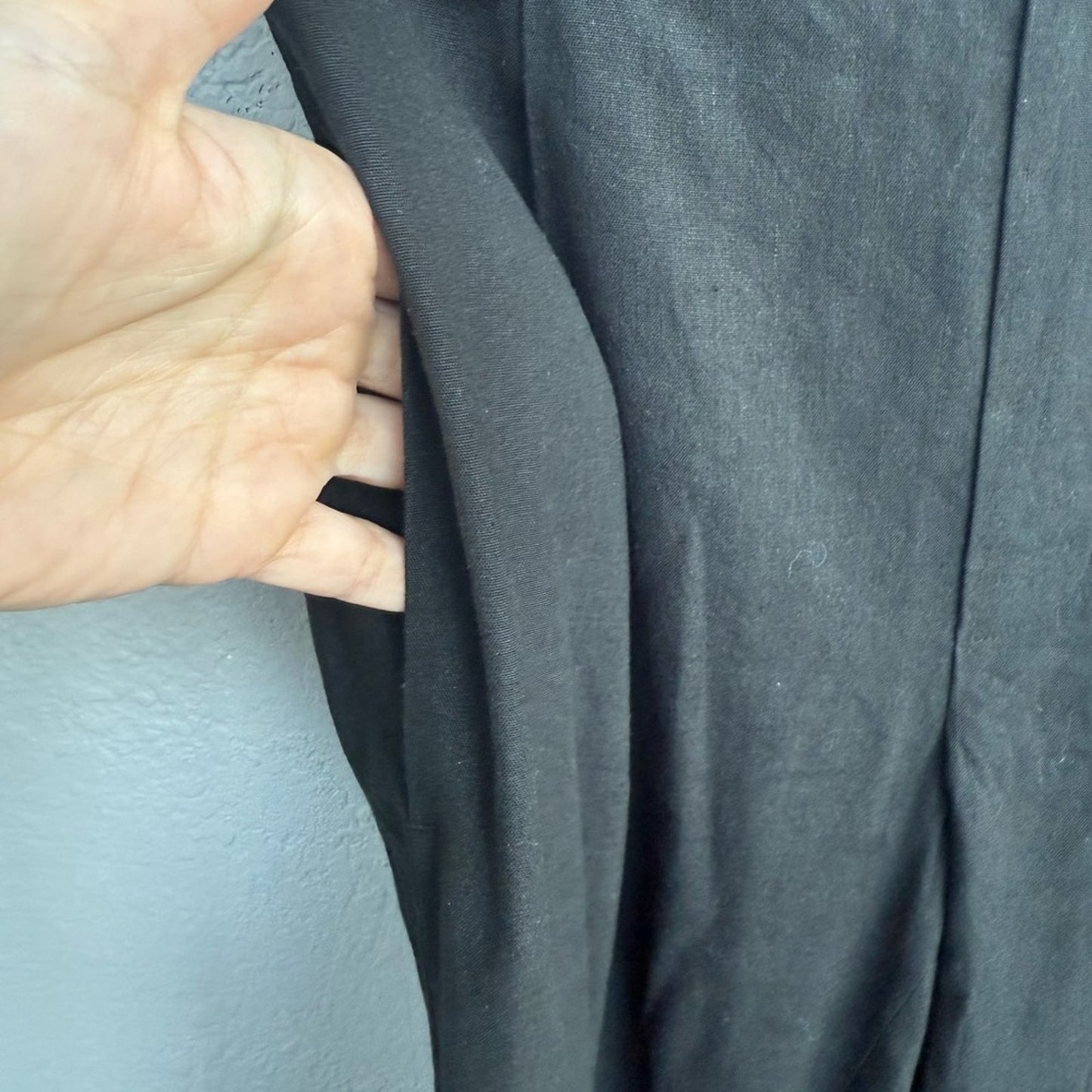 VINCE Black Linen Wide-Leg Pants - Medium