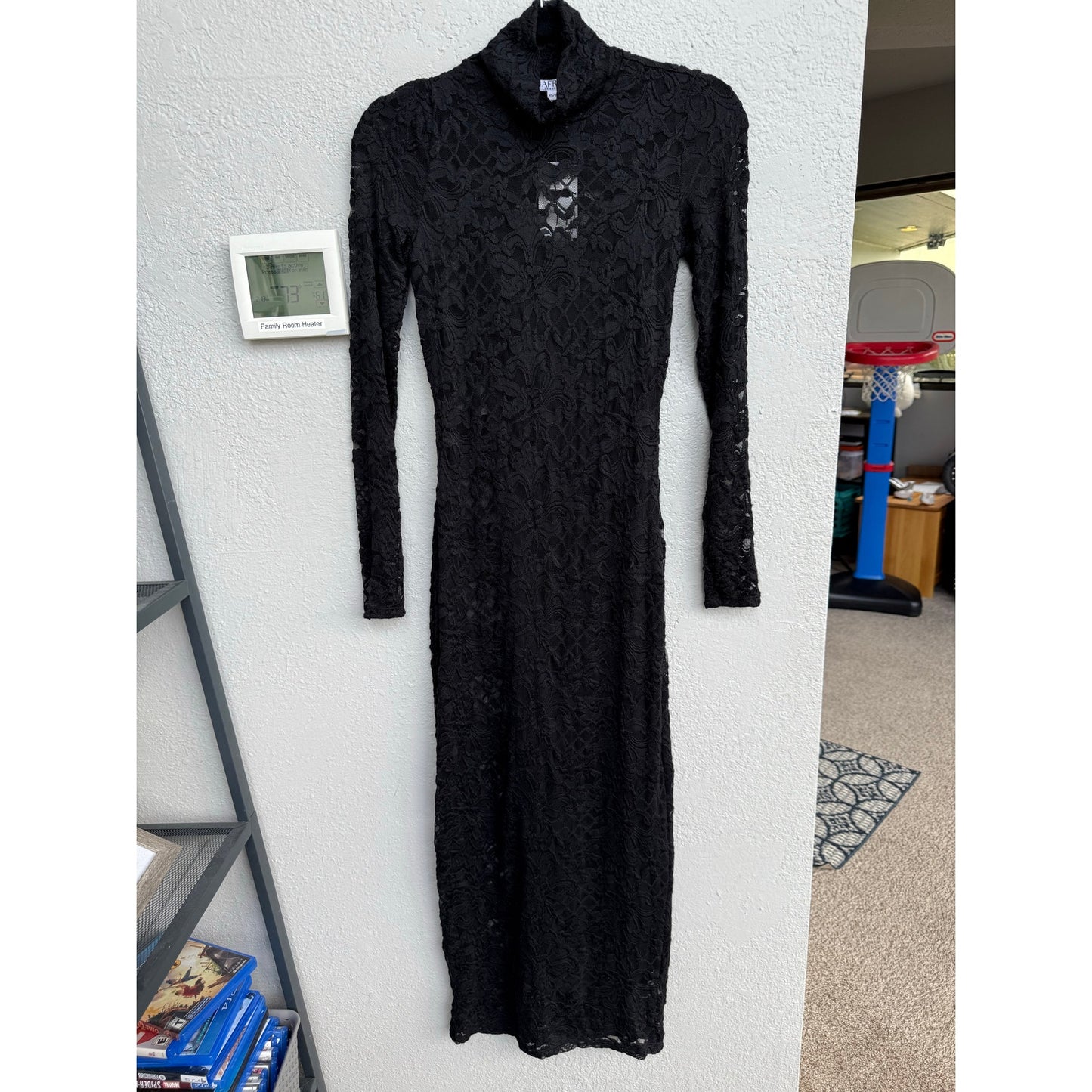 AFRM Billie Long Sleeve Sheer Lace Maxi Dress size XS