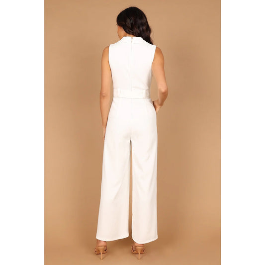 Petal & Pup Belted Jumpsuit in Cream - Size Large