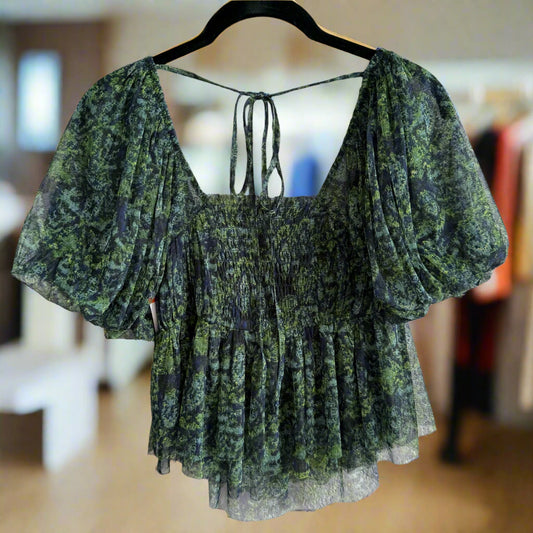 Free People Penelope Printed Smock Top - XS