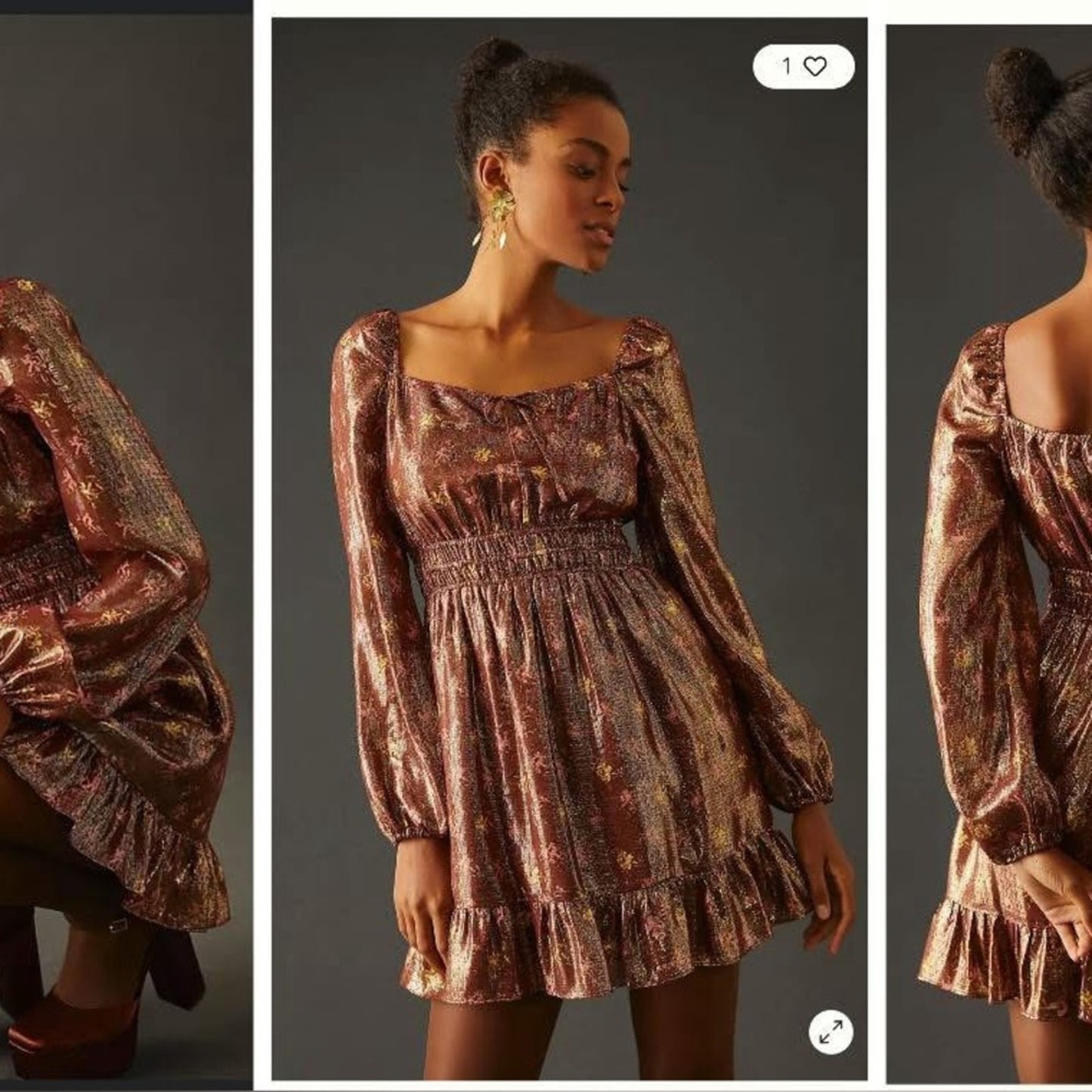PAIGE Bronze Metallic Dress in Large - MSRP $349