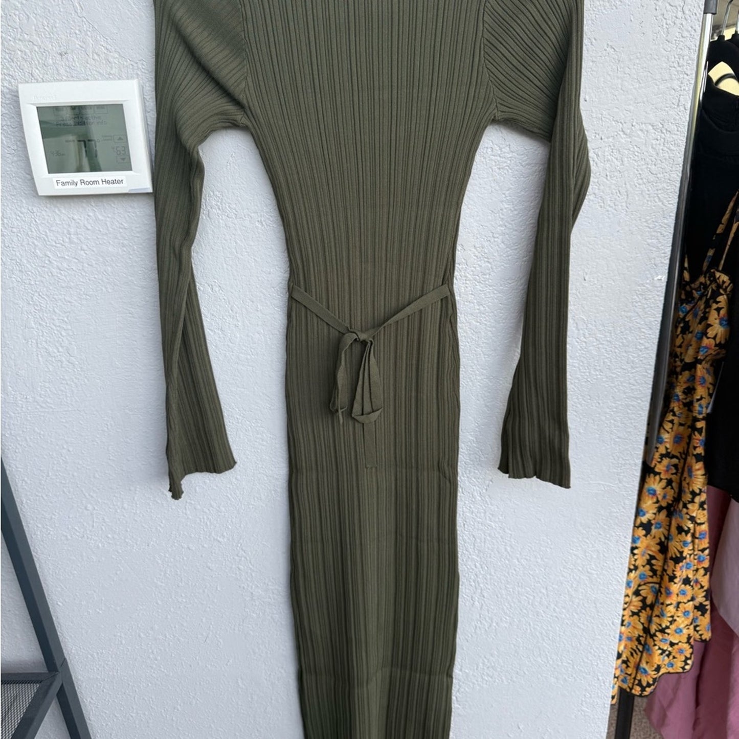 WAYF Ribbed Knit Dress Olive - XS