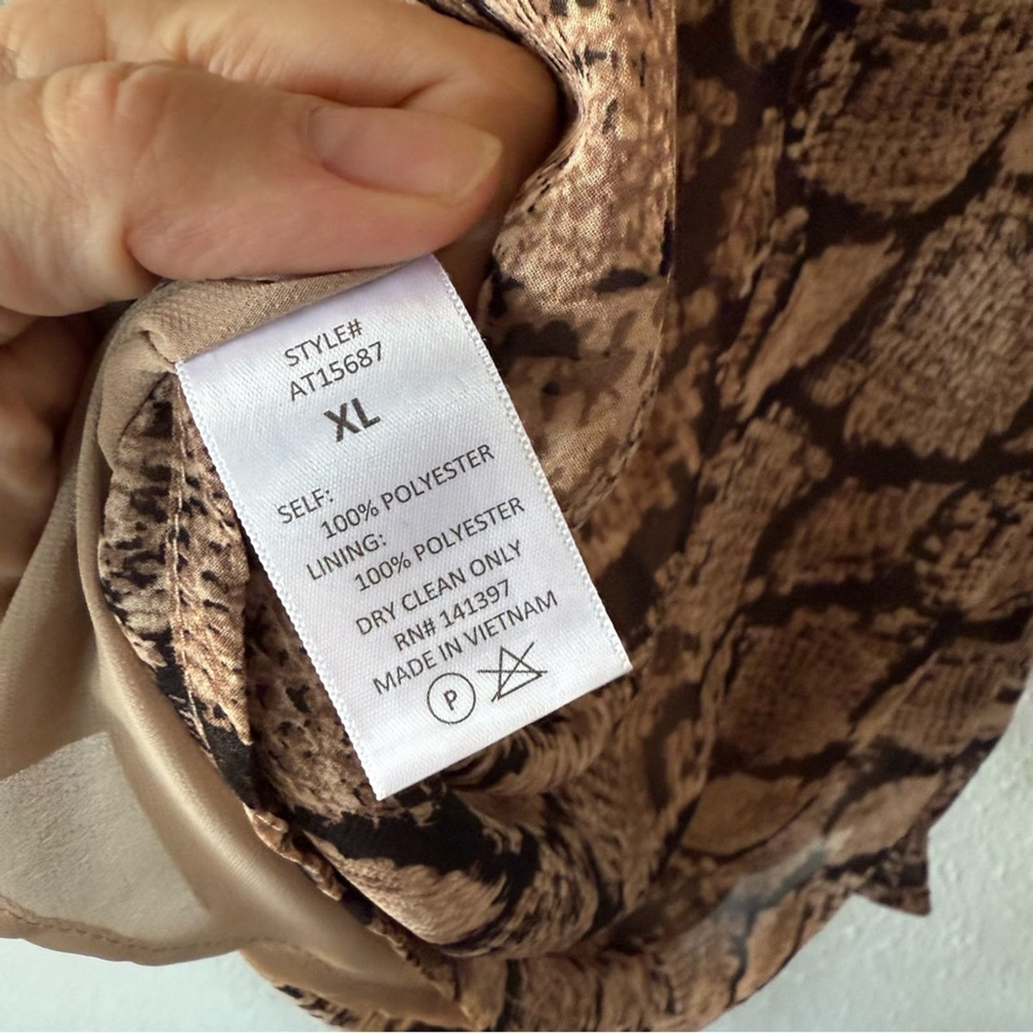 ASTR Snake Print Cowl Neck Top - Size XL