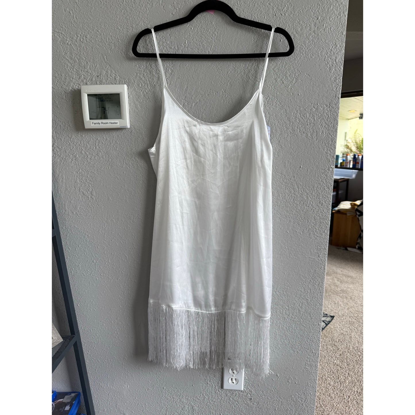 In Bloom By Jonquil Sleeveless Scoop Neck Fringe Satin Chemise Lingerie Size Medium