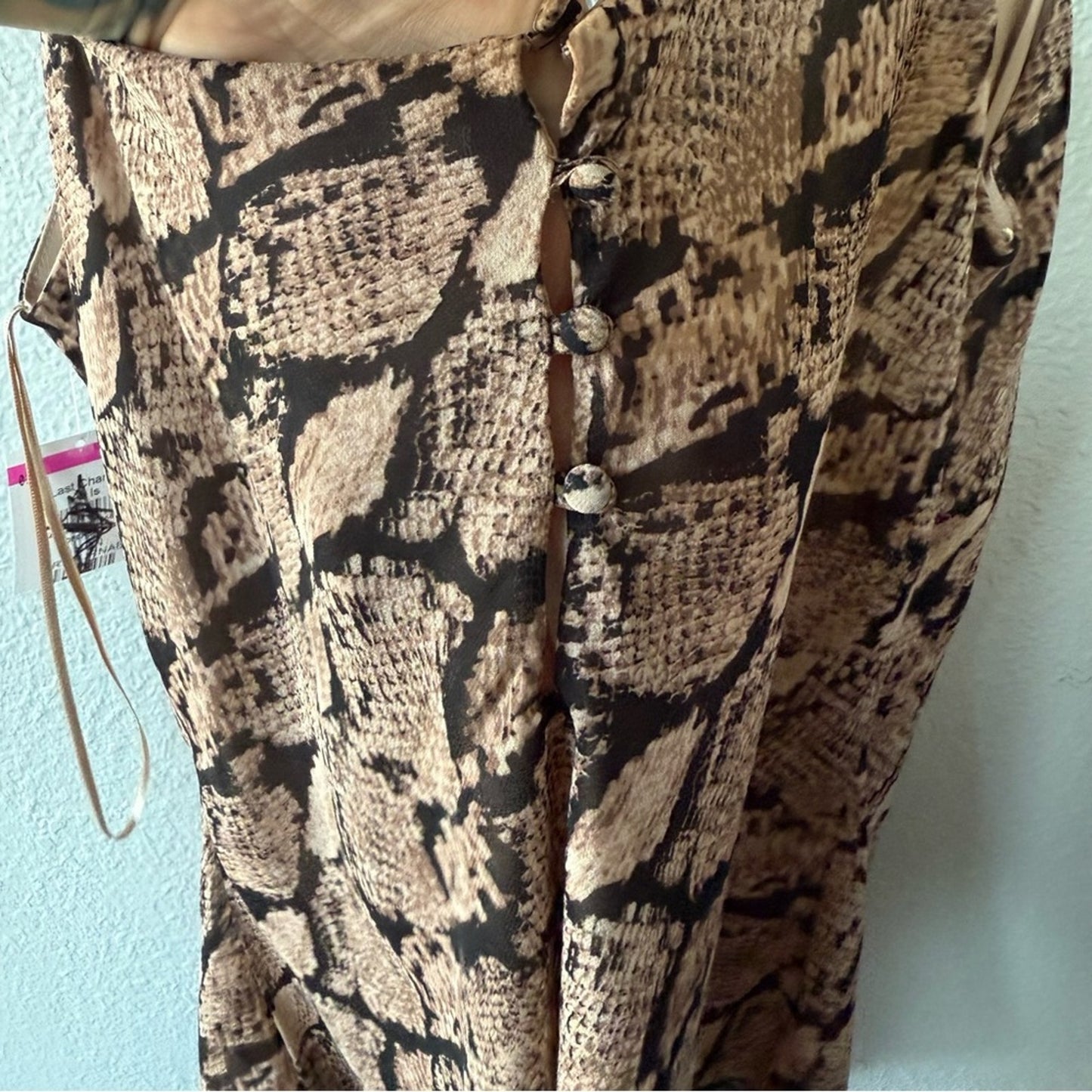 ASTR Snake Print Cowl Neck Top - Size XL