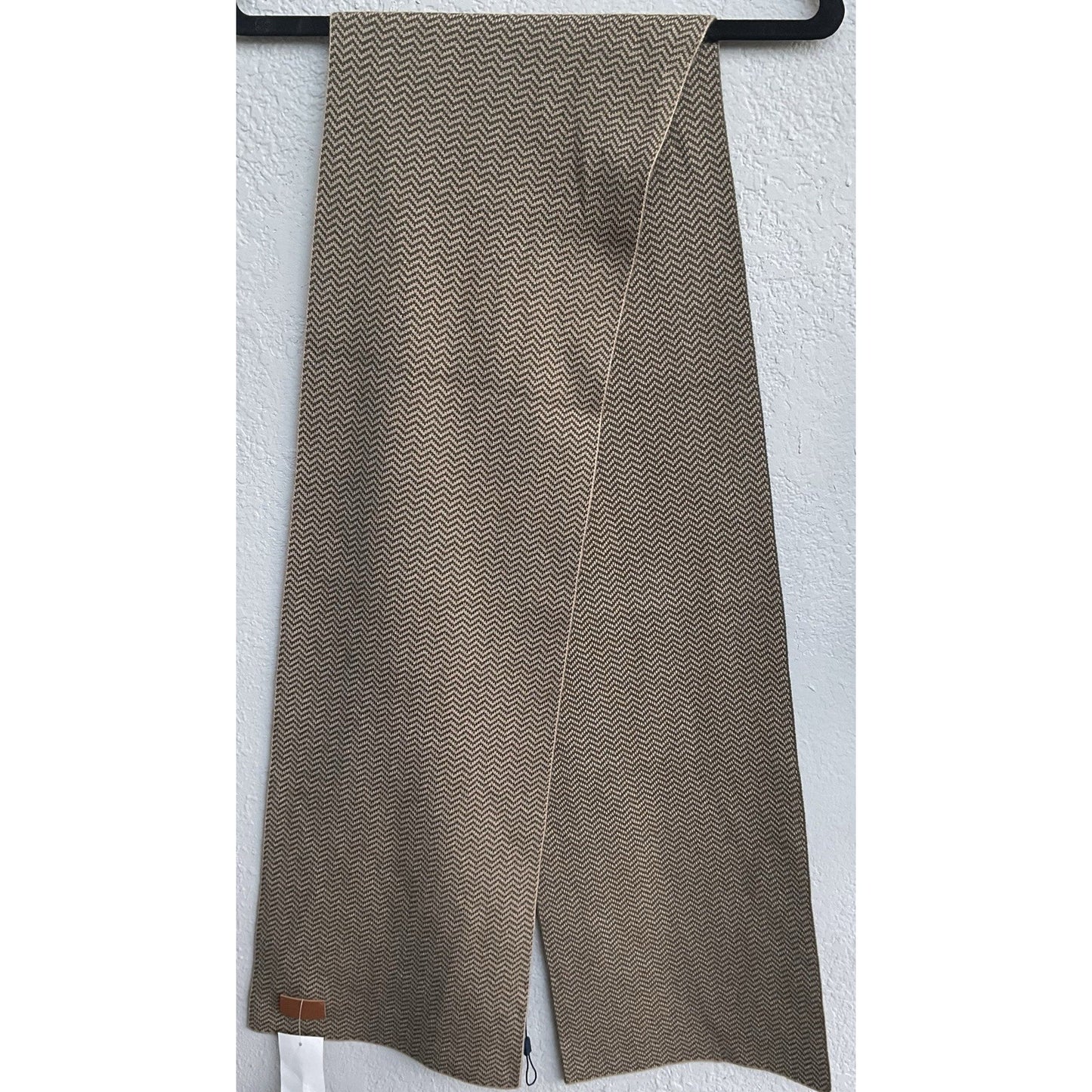 Cole Haan Scarf Brown With Olive Herringbone - New with Tag - MSRP $68