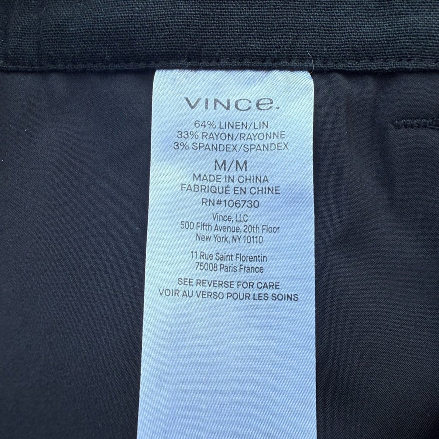 VINCE Black Linen Wide-Leg Pants - Medium