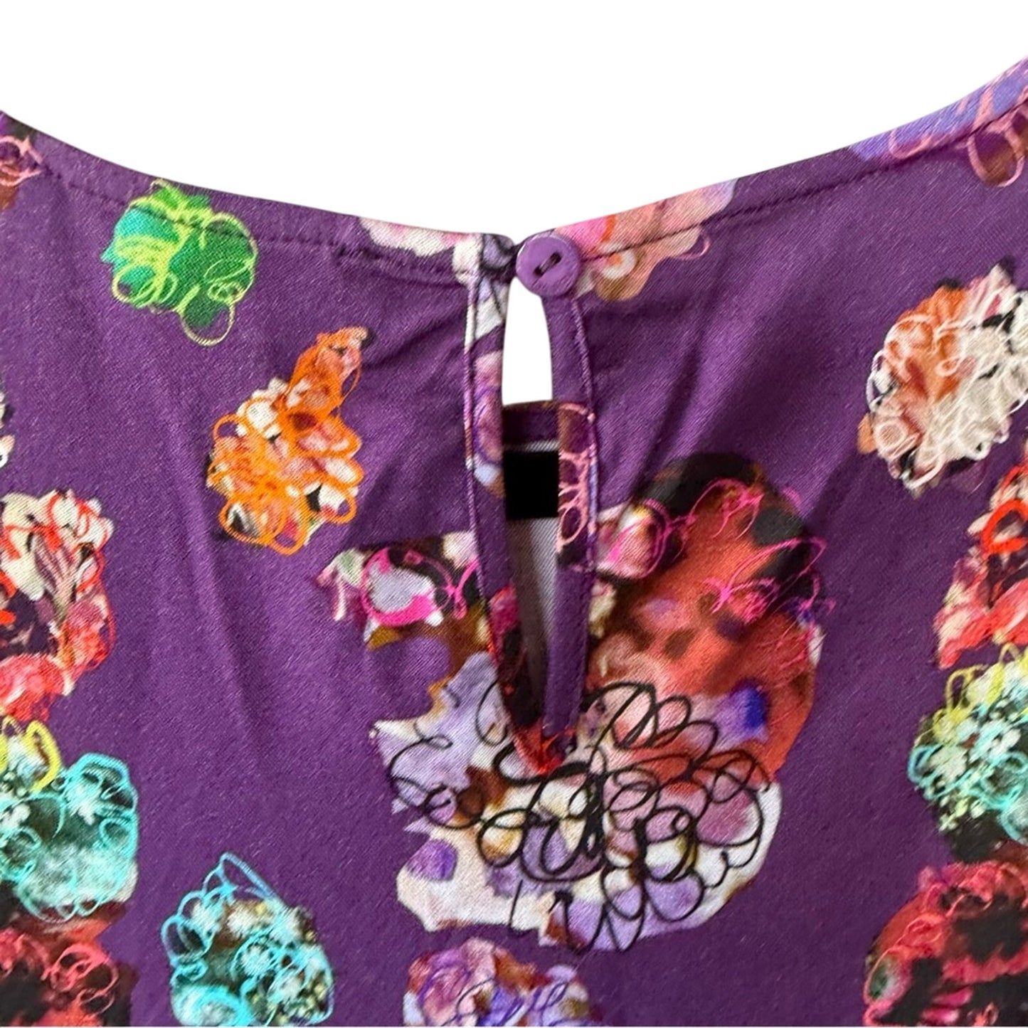Desigual Purple Floral Long Sleeve Dress in XL