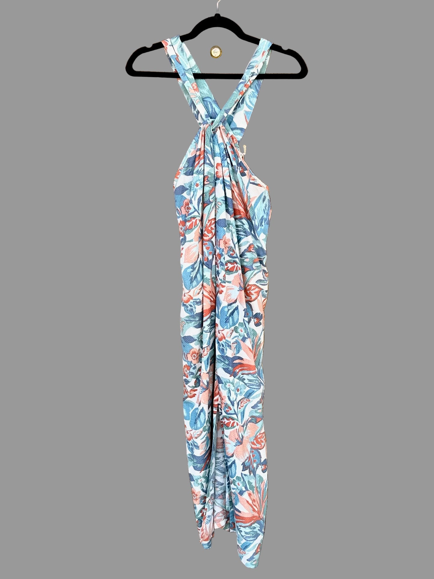 Faherty Bay Twist Seersucker Halter Floral Dress - Size Small