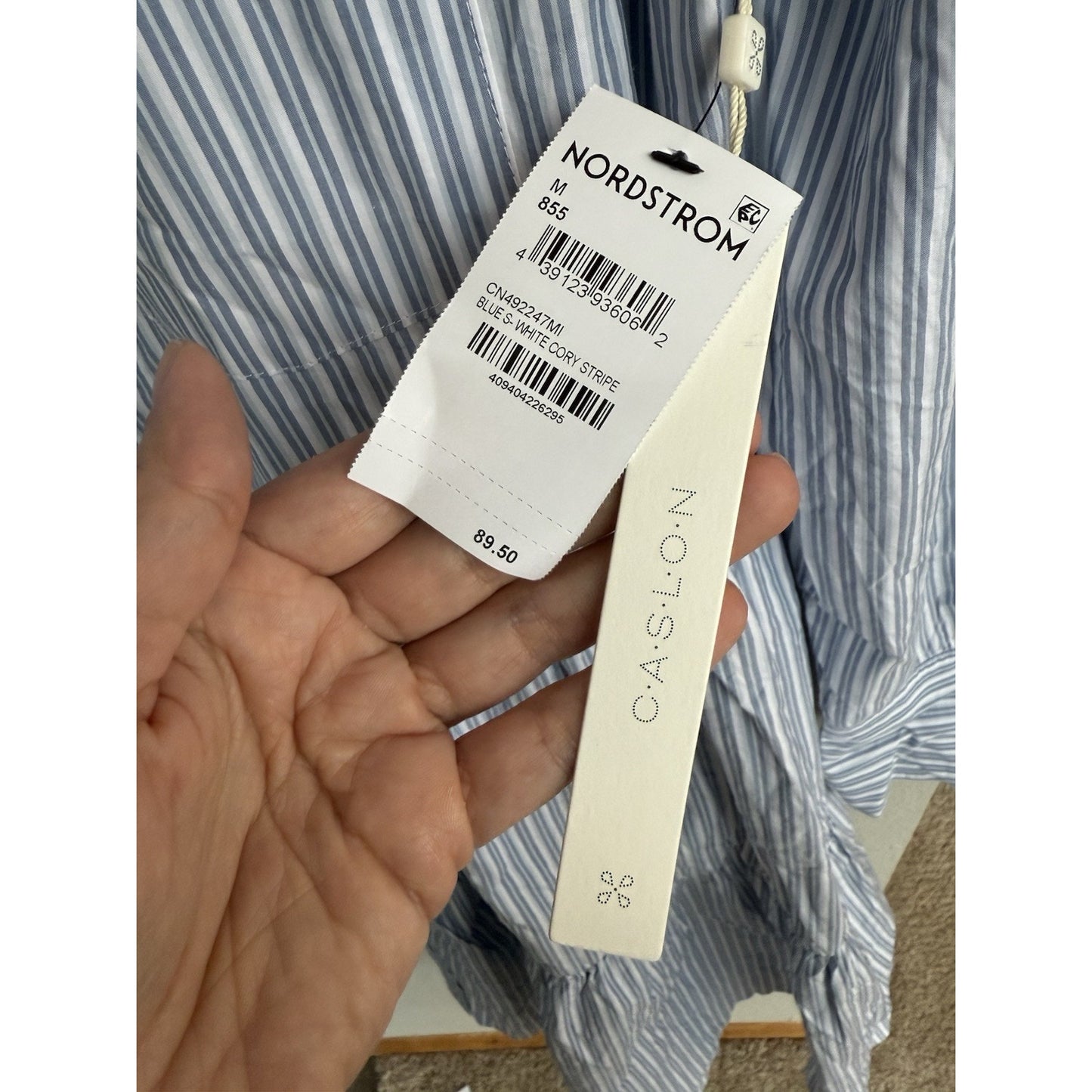 Caslon Stripe Shirt Dress - Blue - Medium - MSRP $89 - NWT