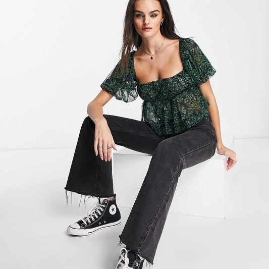 FREE PEOPLE Penelope Printed Smock Top - Size XS