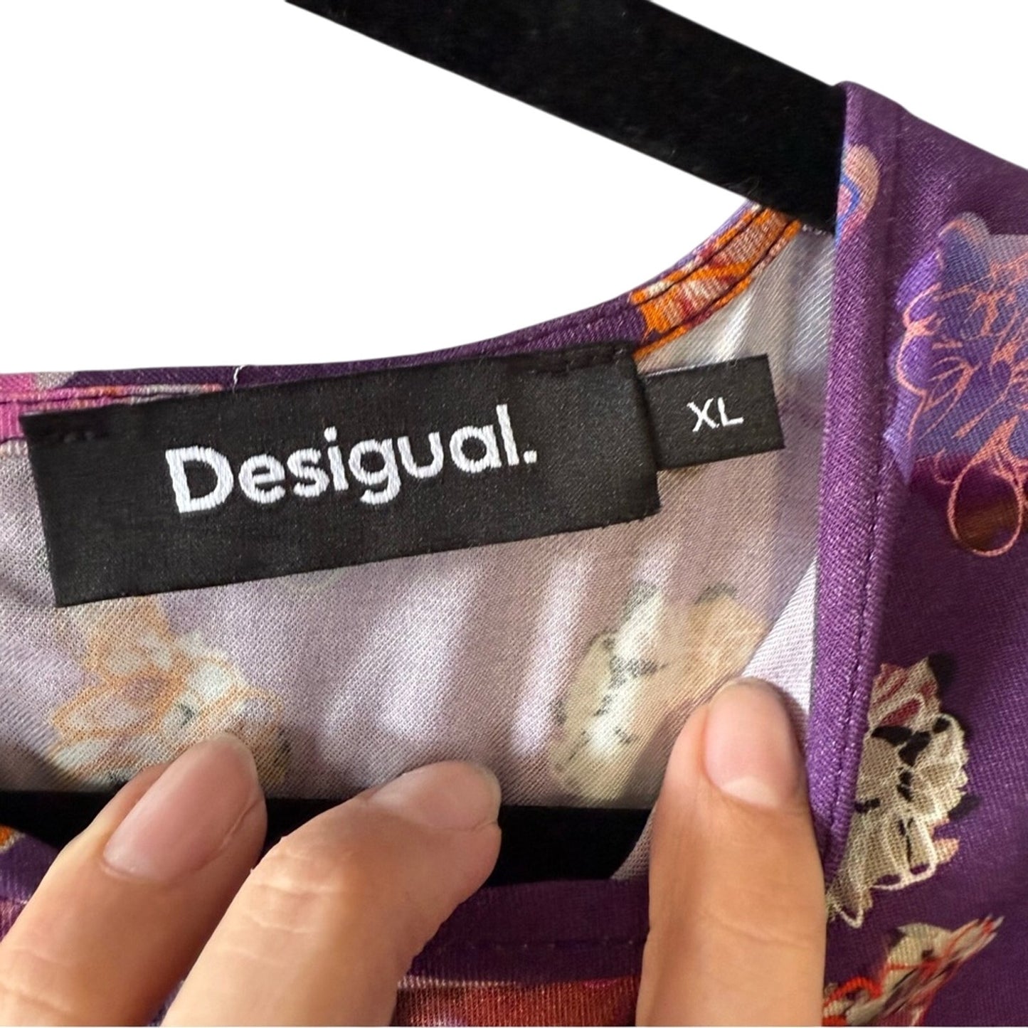 Desigual Purple Floral Long Sleeve Dress in XL