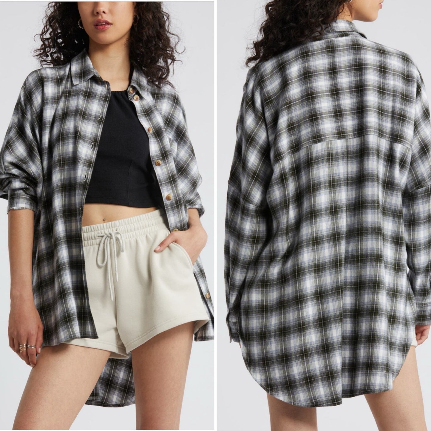 Comfy and Stylish BP Plaid Oversized Flannel M/L
