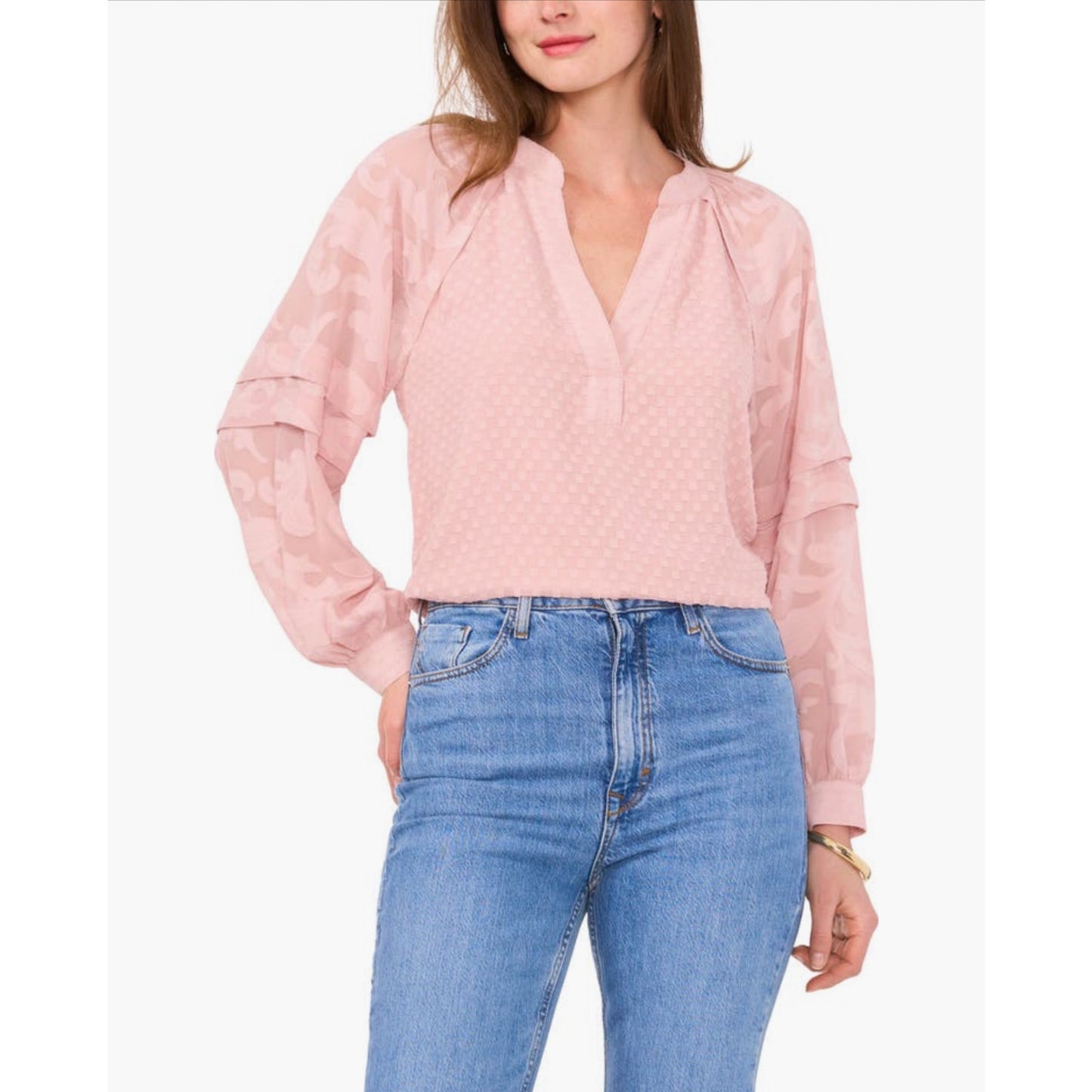 Raglan Sleeve V-Neck Top - Heavenly Pink - Vince Camuto - XL - MSRP $89