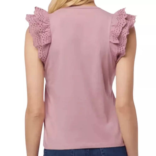 Joe's Jeans Women's Pink Eyelet Flutter Sleeve Top - Size Large