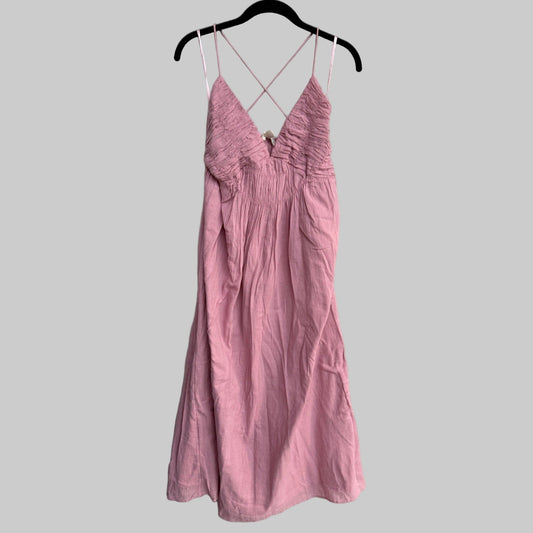 Treasure & Bond Smocked Bodice Strappy Back Cotton Maxi Dress - Size Small