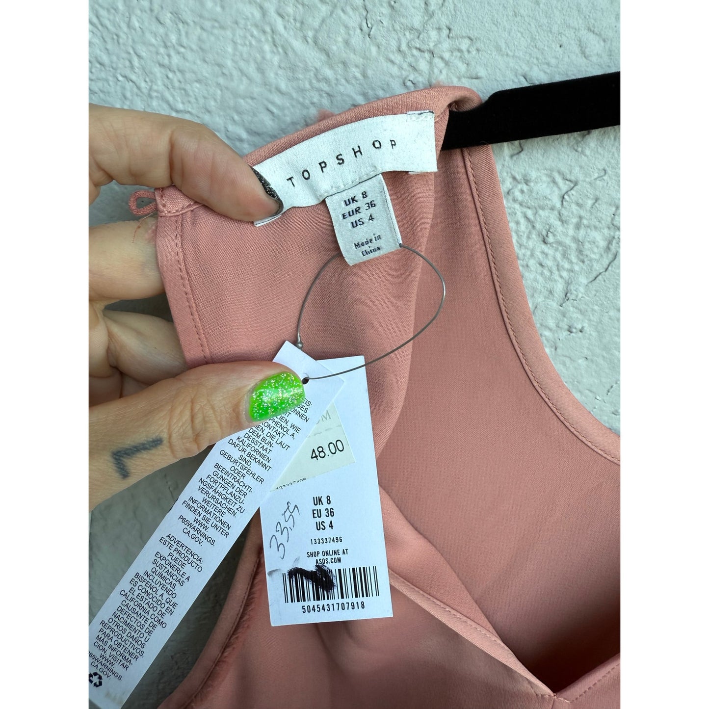 Topshop Tank Top in Pink - Size 4 - MSRP $48