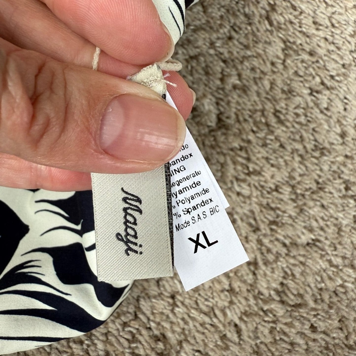 Navy and White Floral Bikini Top by Maaji - Size XL