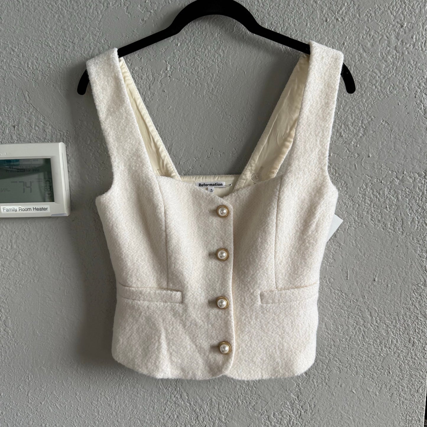 Reformation wool blend white top - small