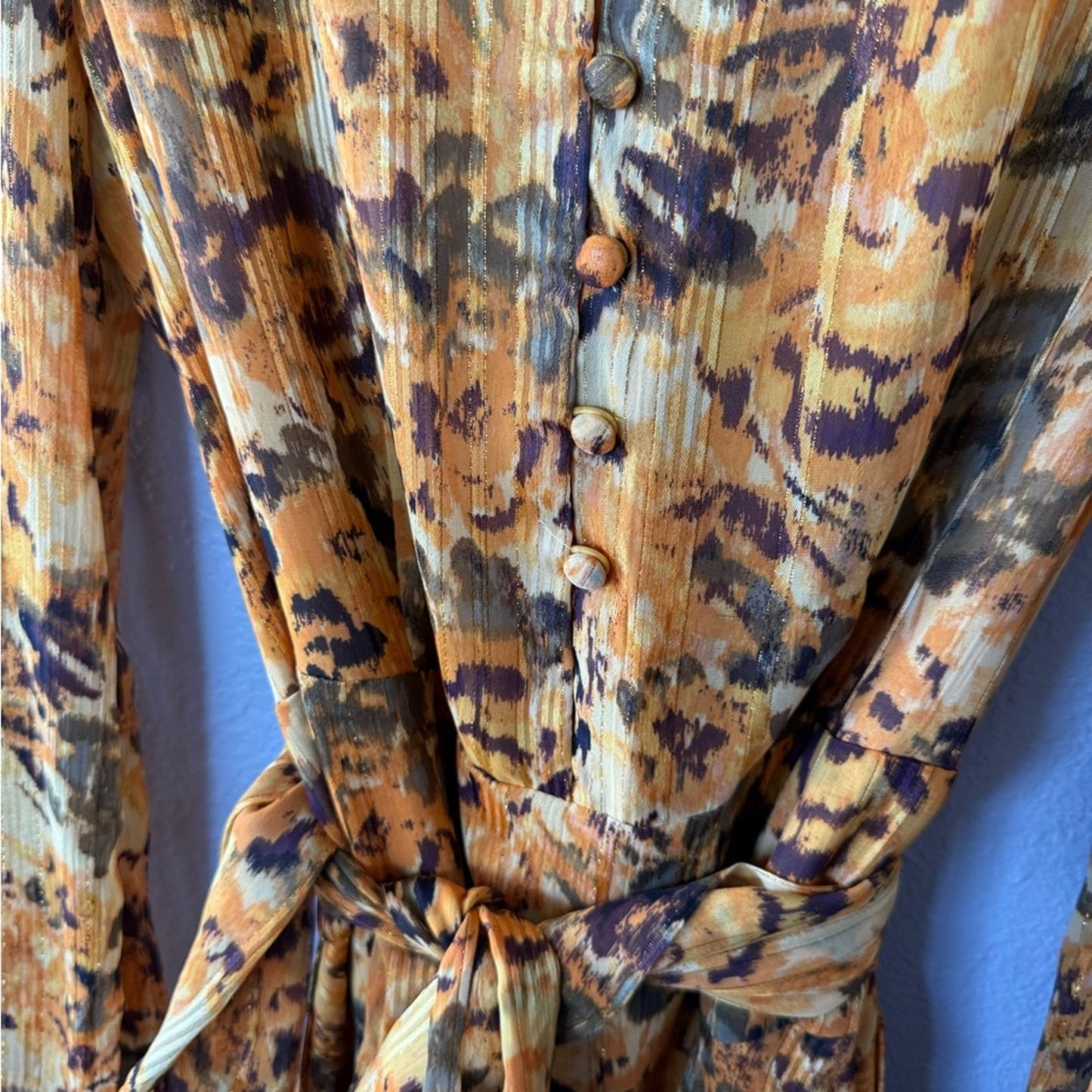 Vince Camuto Gold Floral Wrap Dress in Medium
