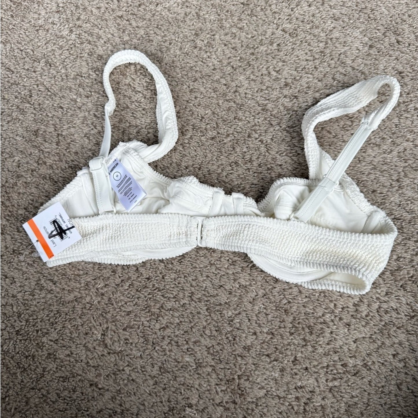 Elegant Cream Textured Bikini Top by Good American - Size Medium
