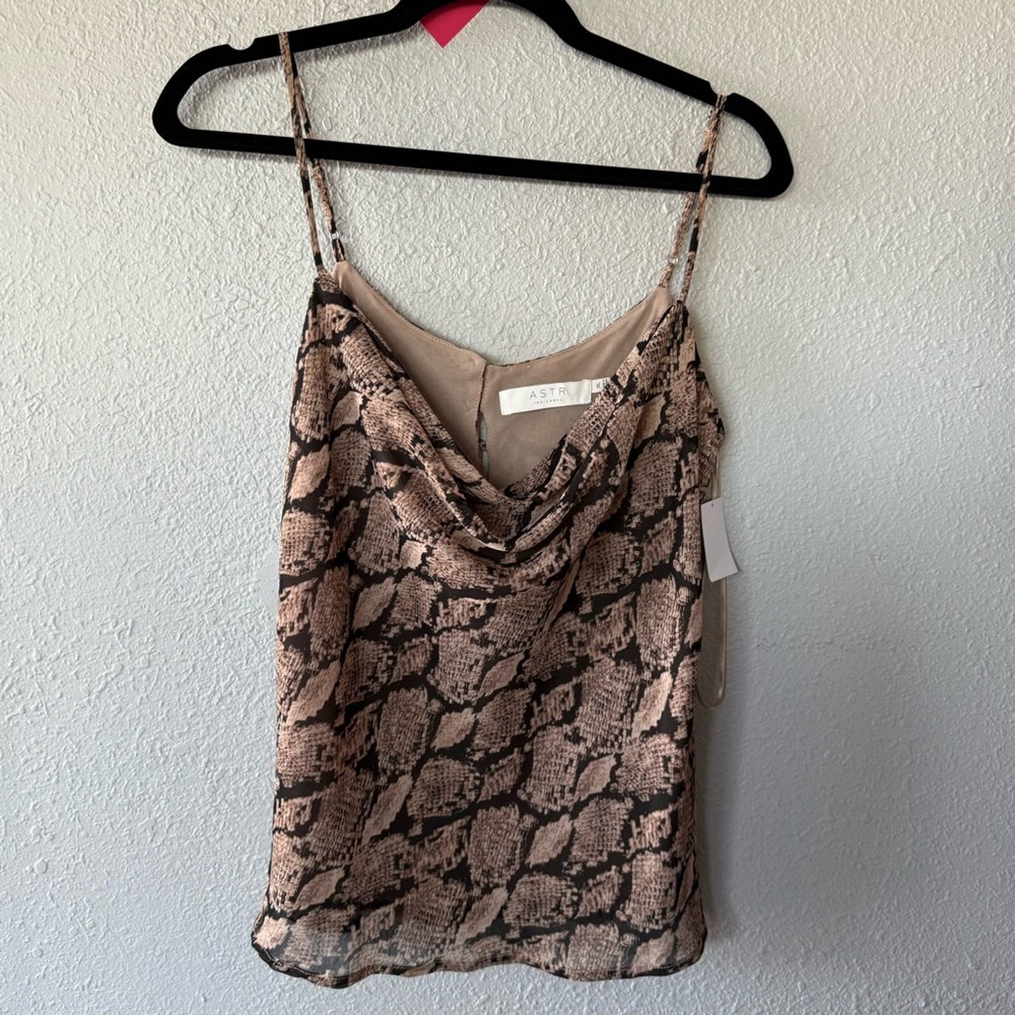 ASTR Snake Print Cowl Neck Top - Size XL