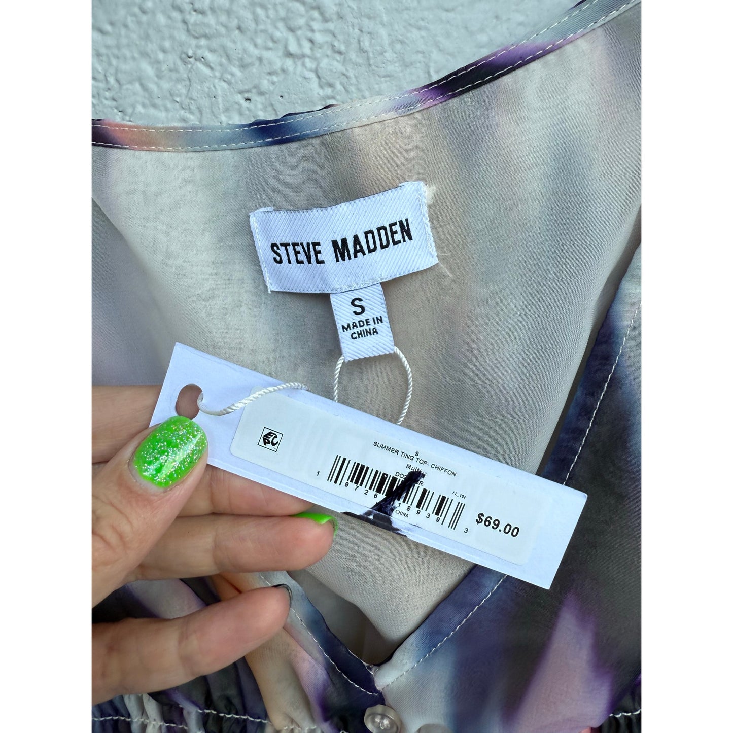 Colorful Steve Madden Top Tie Dye - Size Small - MSRP $69