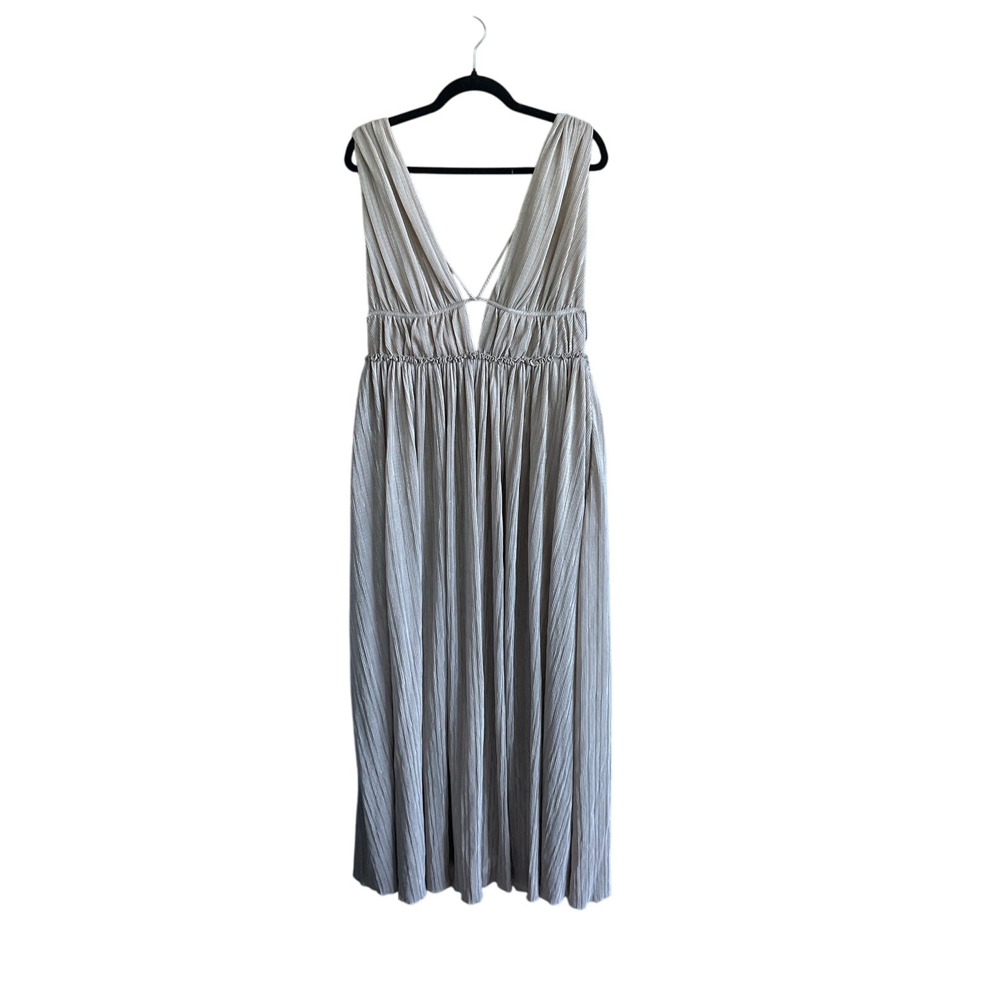 Simkhai - Plisse Lame Goddess Gown in Champane - Large - Preowned