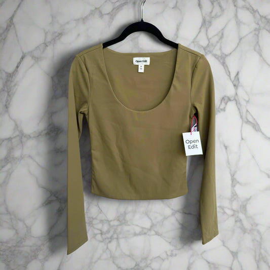 Open Edit Smooth Scoop Neck in Olive - XS