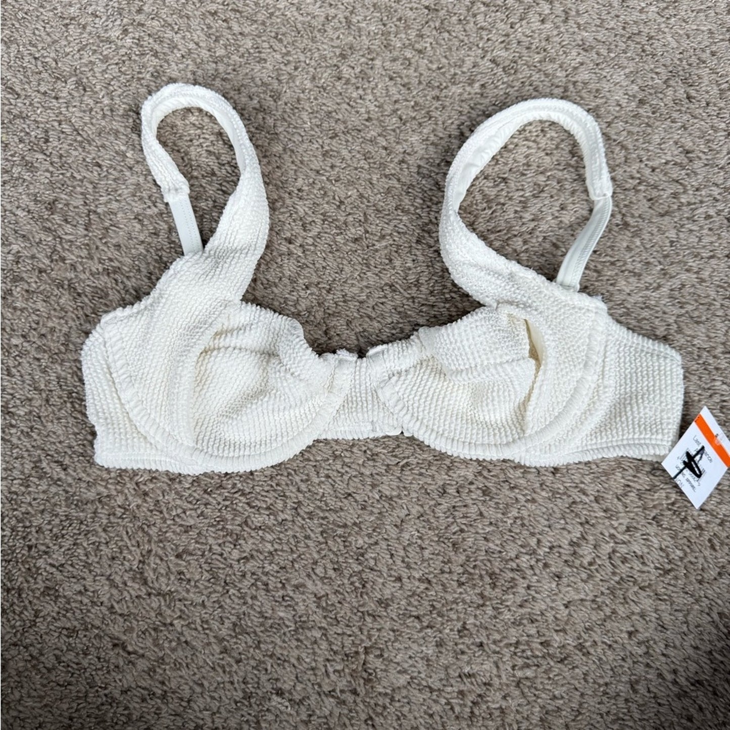 Elegant Cream Textured Bikini Top by Good American - Size Medium