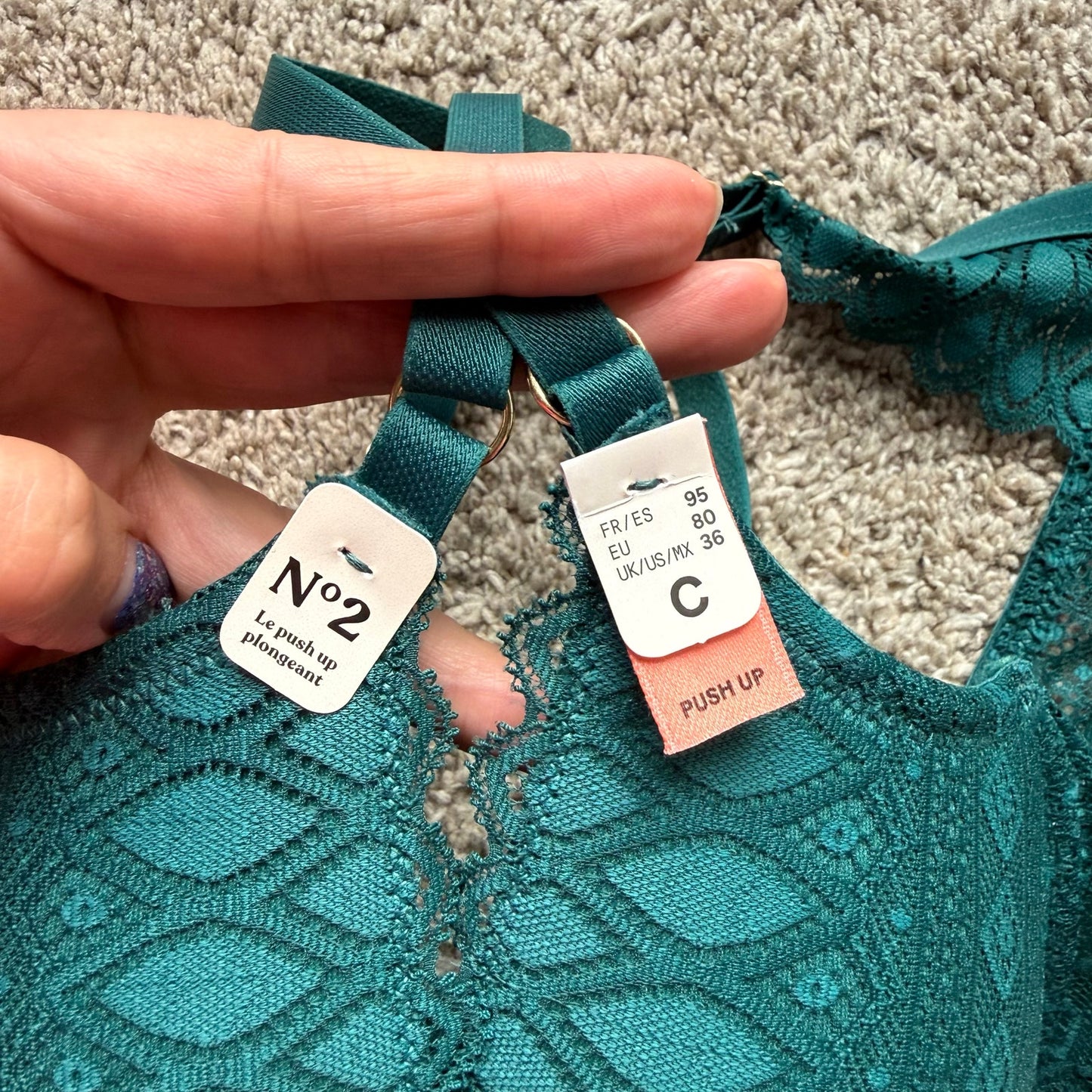 Etam Emerald Green Push Up Bra - Size 36C